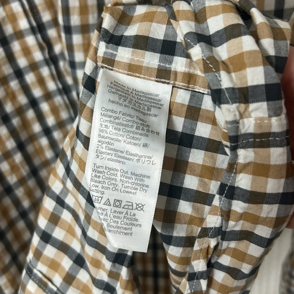 J.Crew Mens Shirt XL Slim Untucked Flex Washed Gingham Long Sleeve Button